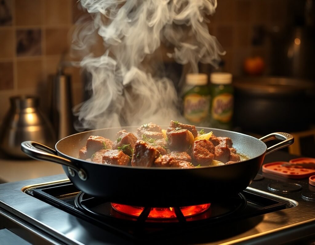 Garlic Beef Roast cooking